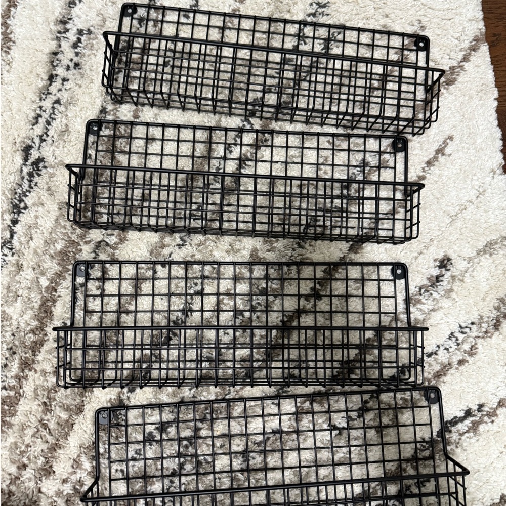 Black Wire Wall Storage Baskets